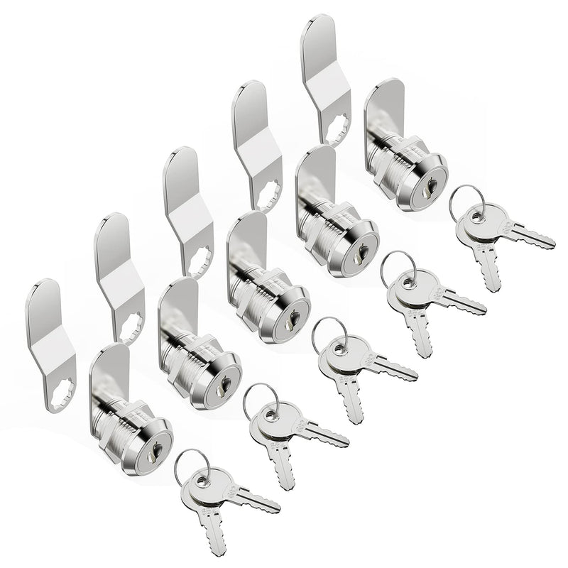 TYI Cabinet Cam Lock Set, 5 Pack Keyed Alike Cylinder Cam Locks Secure Mailbox File Drawer Dresser RV Compartment Lock Tool Box Replacement Hardware, Chrome-Finish Zinc Alloy (5/8 Inch) 5/8 Inch Keyed Alika