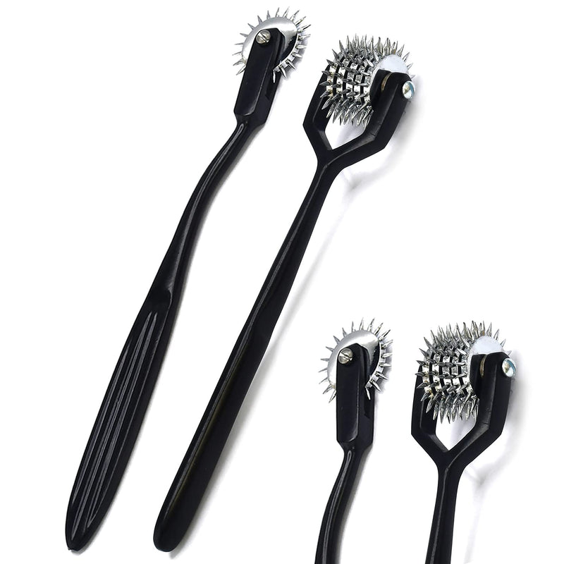 Set of 2 Wartenberg Pin Wheel Pinwheel 1 & 5 Head Diagnostic All Black Coated