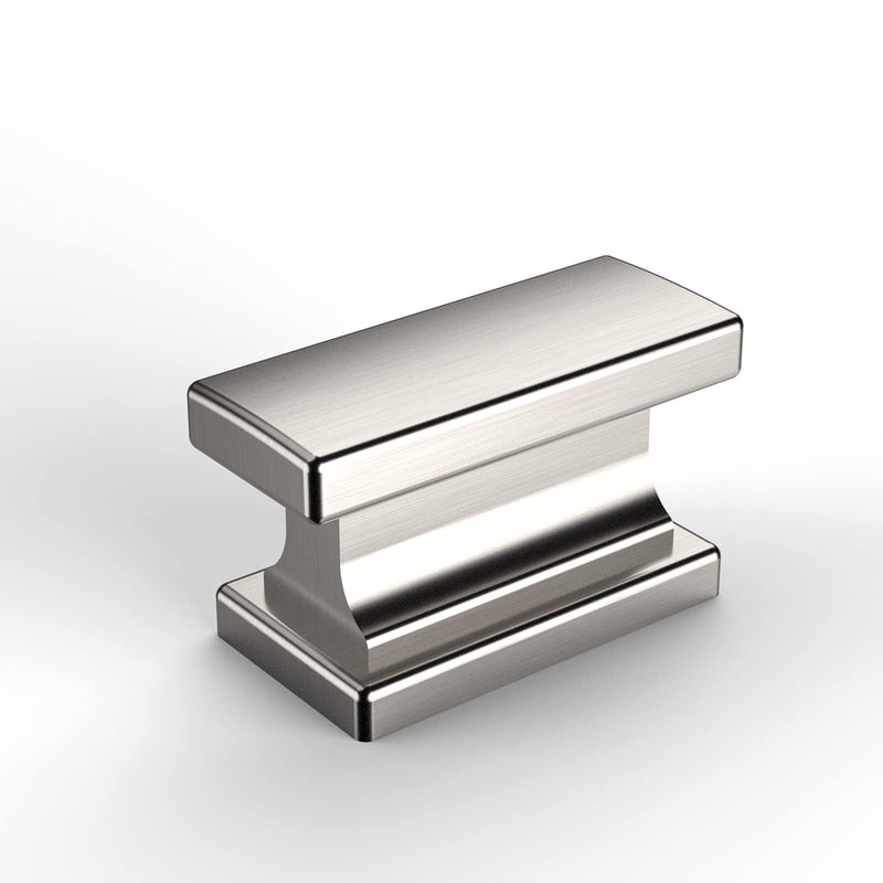 Amerdeco 10 Pack Brushed Satin Nickel Cabinet Knobs 1.46 Inch(37mm) Single Hole Cabinet Handles Rectangle Dresser Knobs Drawer Knobs and Pulls for Bathroom Cabinets Knob