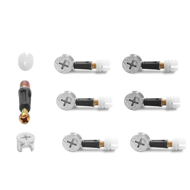 24 Set 35mm Cam Screw Cam Dowel for Furniture Connecting, 3 in 1 Cam Lock Nut Set 15mm Cam Connector Bolt Fitting Cabinet Pre-Inserted Nut for Drawer Dresser 35mm-24Pcs