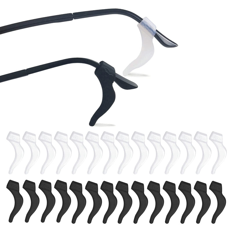 20Pairs Glasses Anti-slip Silicone Ear Clip, Glasses Holder With Storage Box, Eyeglass Ear Grips, Safety Eyewear Retainers for Sunglasses Presbyopia Glasses Sports Glasses (10 Black 10 white Black White