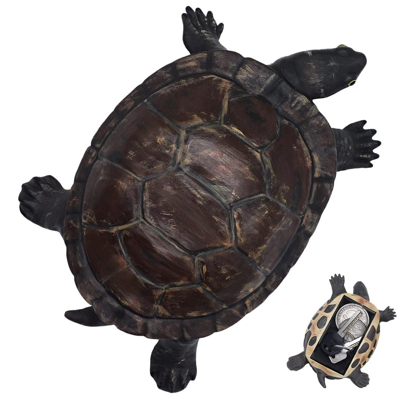Spare Key Hider Turtle Shape Garden Decoration Safe Holder for Outdoor Yard Large Size Design (3.8×5.7×1.6 inchs)