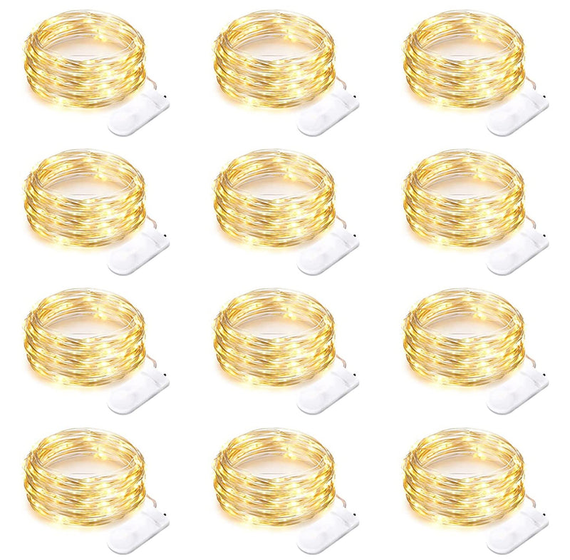 12 Pack Battery Operated Fairy String Lights 7 Feet 20 Led Waterproof Silver Wire Firefly Starry Moon Lights for Bedroom DIY Party Wedding Patio Christmas Warm White