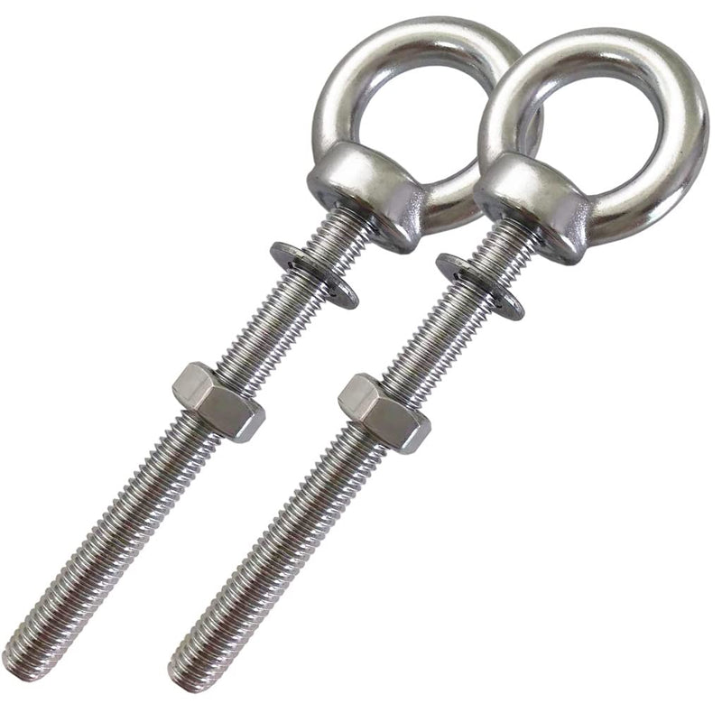 Stainless Steel Eye Bolt, 2pack M8 Shoulder Eye Bolts 5/16" X 3.15"with Nuts and Washer Thread Lifting Ring Eyebolt 2pcs