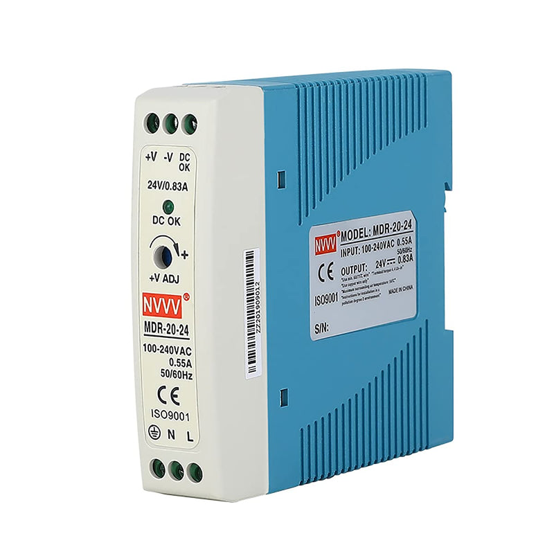 MDR-20-24 AC to DC DIN-Rail Power Supply, 24V, 1 Amp, 24W, 1.5"