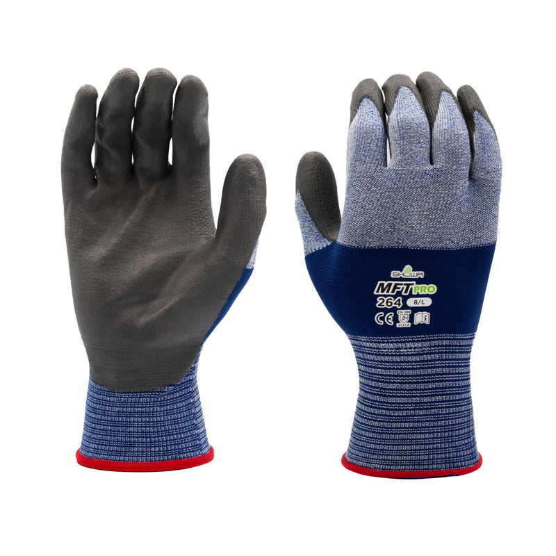 SHOWA MFT PRO 264 Polyurethane Palm Coated General Purpose Safety Glove with Microfiber Liner, 13-Gauge, Large (12 Pairs)