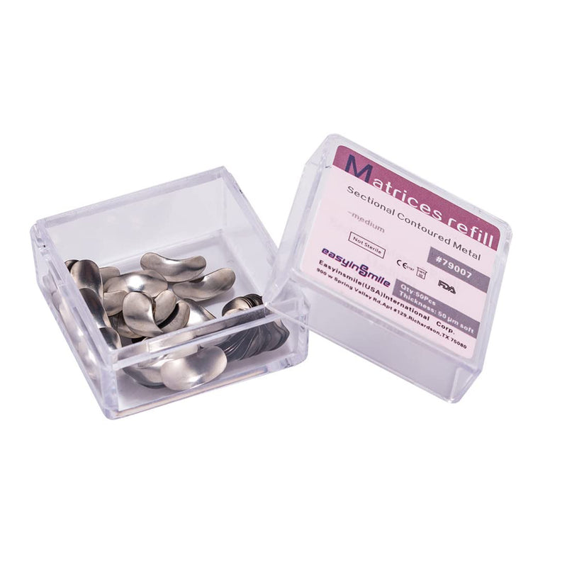 50Pcs Dental 50μm Sectional Contoured Metal Matrices Matrix Refill (Medium) Medium