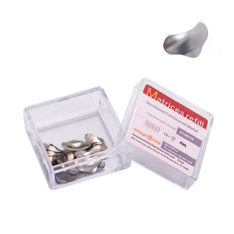 50Pcs Dental 50μm Sectional Contoured Metal Matrices Matrix Refill (Medium with Ledge) Medium with Ledge