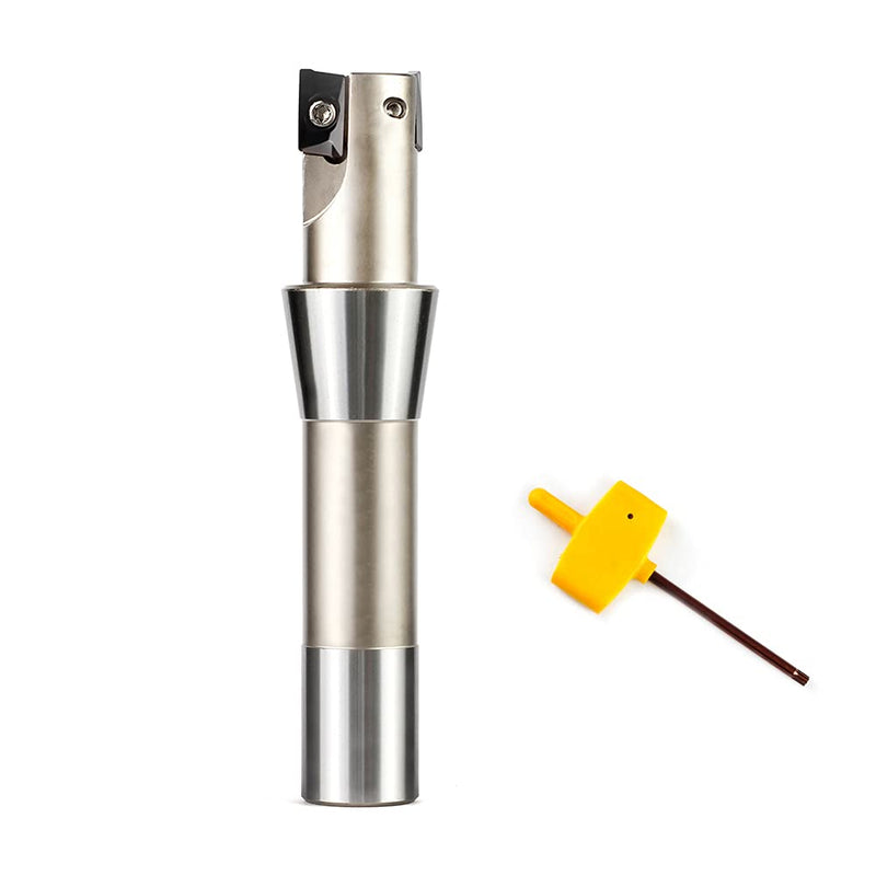 OSCARBIDE 1" Indexable End Mill R8 Shank 5-27/32" Length 2 Flutes 90° AP16 | 2 APKT1604 Carbide Inserts | Nickel Plated | Square Shoulder Milling | Smooth Finish | Long-Lasting Durability