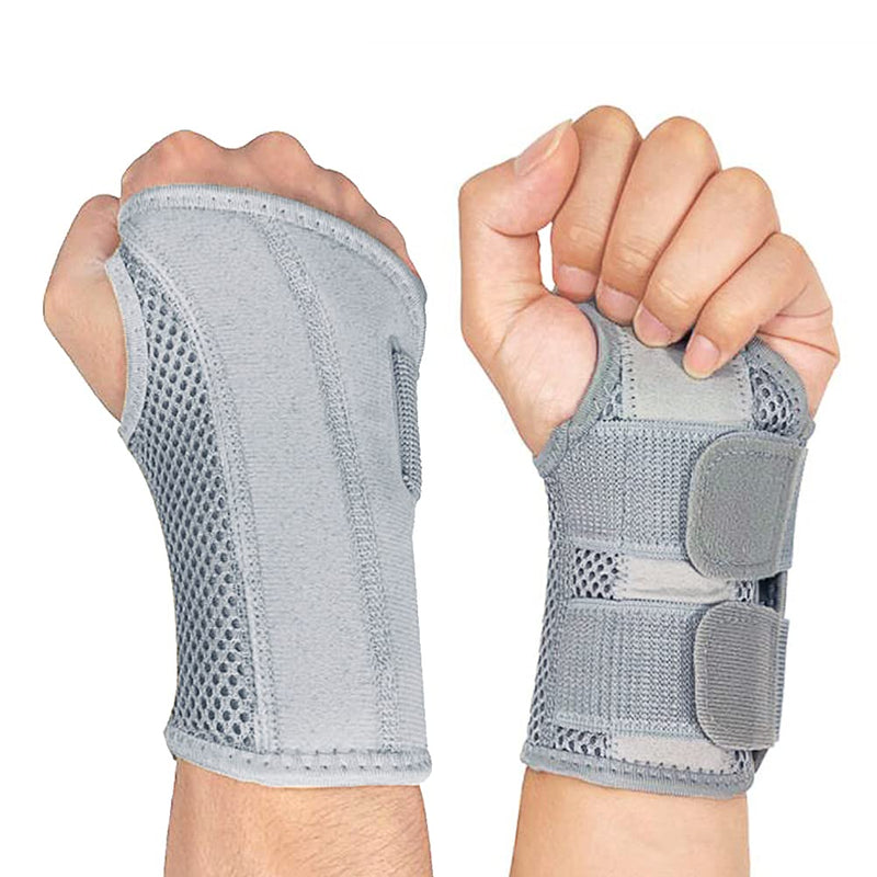 NuCamper Wrist Brace Carpal Tunnel Right Left Hand for Men Women Pain Relief, Night Wrist Sleep Supports Splints Arm Stabilizer with Compression Sleeve Adjustable Straps,for Tendonitis Arthritis Right Hand-Gray Small/Medium (Pack of 1)