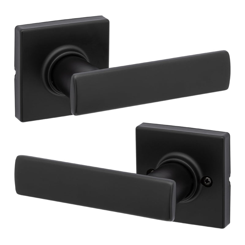 Kwikset Breton Interior Passage Door Handle, Lever For Closet and Hallway Doors, Reversible Non-Locking Handle Lever, Matte Black , with Microban Protection 1 Pack