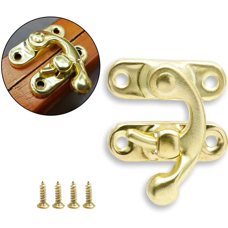 10 Pcs Antique Latch Hook, Antique Jewelry Box Latch, Antique Right Latch Hook with Screws for Wood Jewelry Box Toolbox Suitcase Case (Gold) 10 Pieces Gold