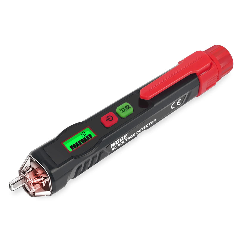WGGE AC Voltage Tester/Non-Contact Voltage Tester with Dual Range AC 12V-1000V/48V-1000V, Electrical Pen with LCD Display and Flashlight Buzzer Alarm, Detect wire Breakpoint, Live/Null Wire Tester