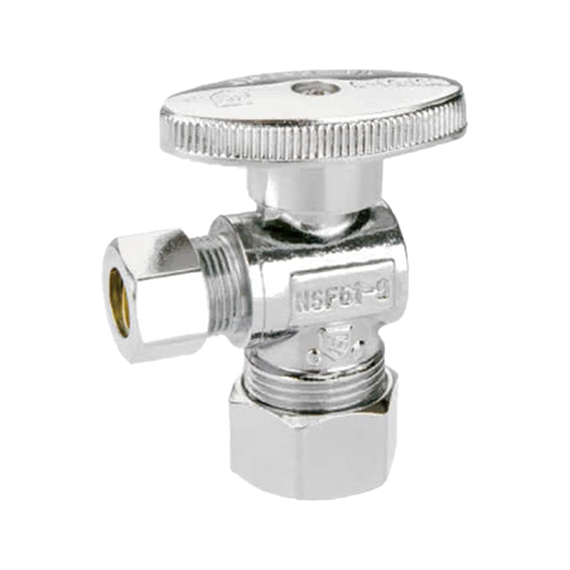 1/4 Quarter Turn Brass Angle Stop Valve 1/2" NOM Inlet (5/8"OD Comp) x 3/8" COMP Outlet,Water Shut Off Valve for Water Sink/Bathroom/Toilet/Kitchen (1-Pack) 5/8"OD COMP Inlet x 3/8"OD COMP Outlet