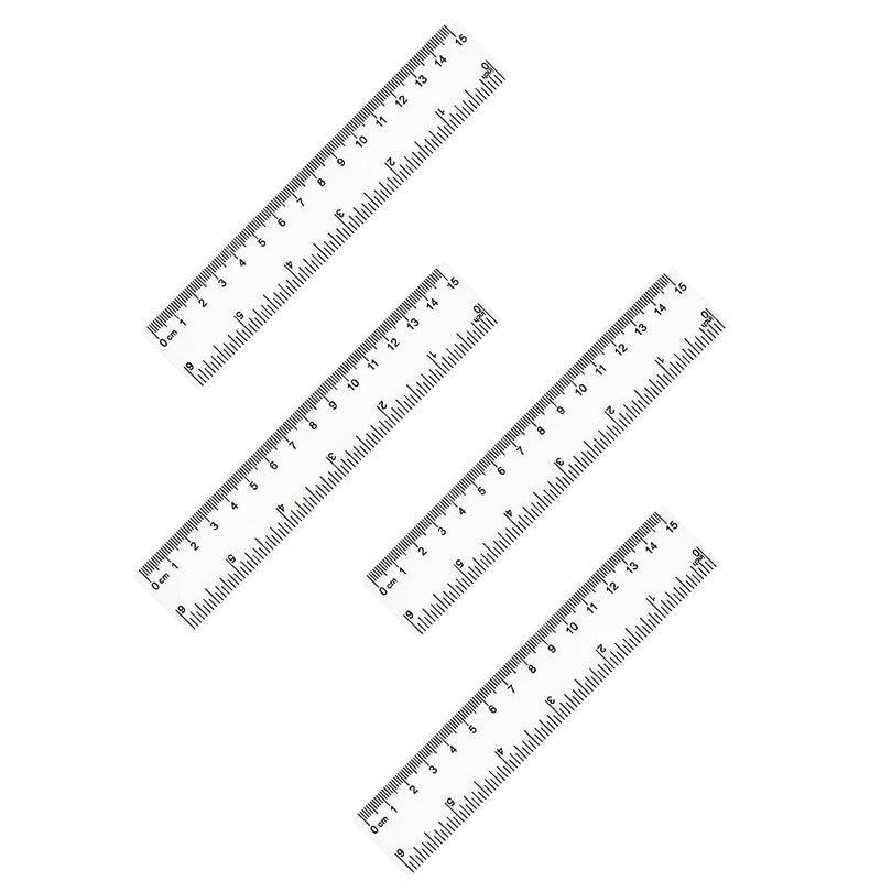 4 Pack 6-Inch Straight Rulers,Clear Plastic Ruler, Suitable for Student School and Office Drawing Measuring Tools, Study Ruler, Standard Ruler, Centimeter and inch Ruler, Small Rulers 6 Inch