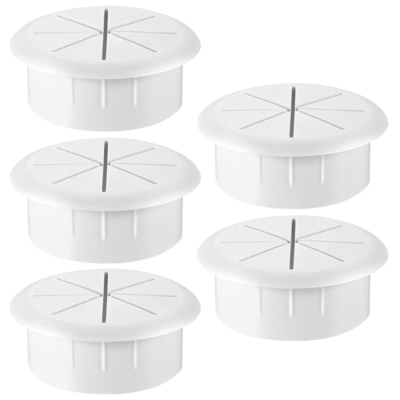 HYCC 5 Pack 2 Inch Flexible Desk Grommet,Organize Wires and Cables on Office Equipment, Computer Components, Entertainment Systems Effectively - Color: White 2 Inch-White