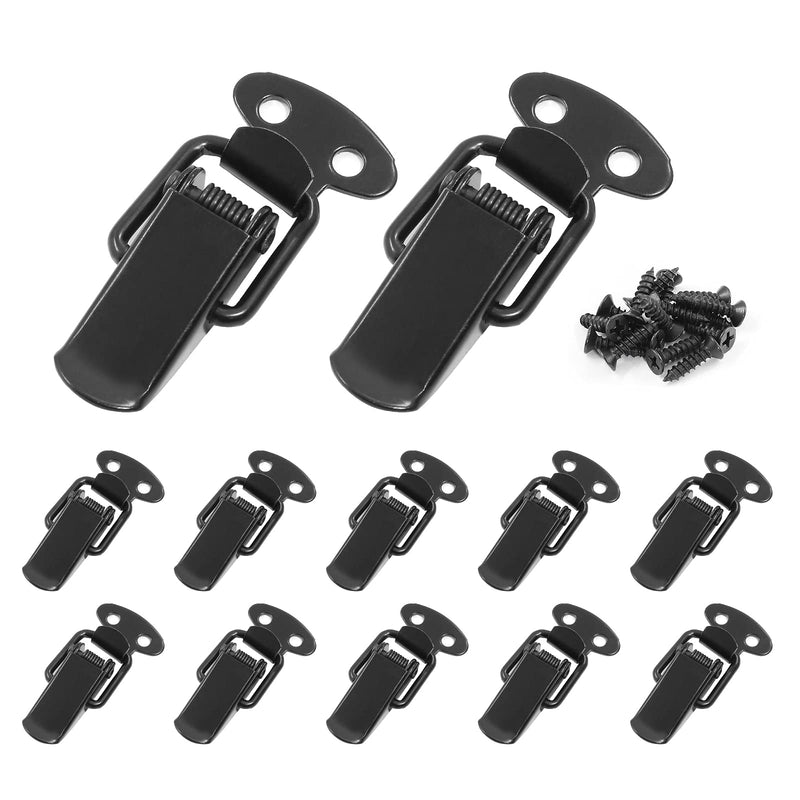 12 Pack Spring Toggle Buckle Latch, 1.8'' Length, 304 Stainless Steel Spring Loaded Toggle Catch for Wooden Case Toolboxes, Black 1.8"x 0.7"