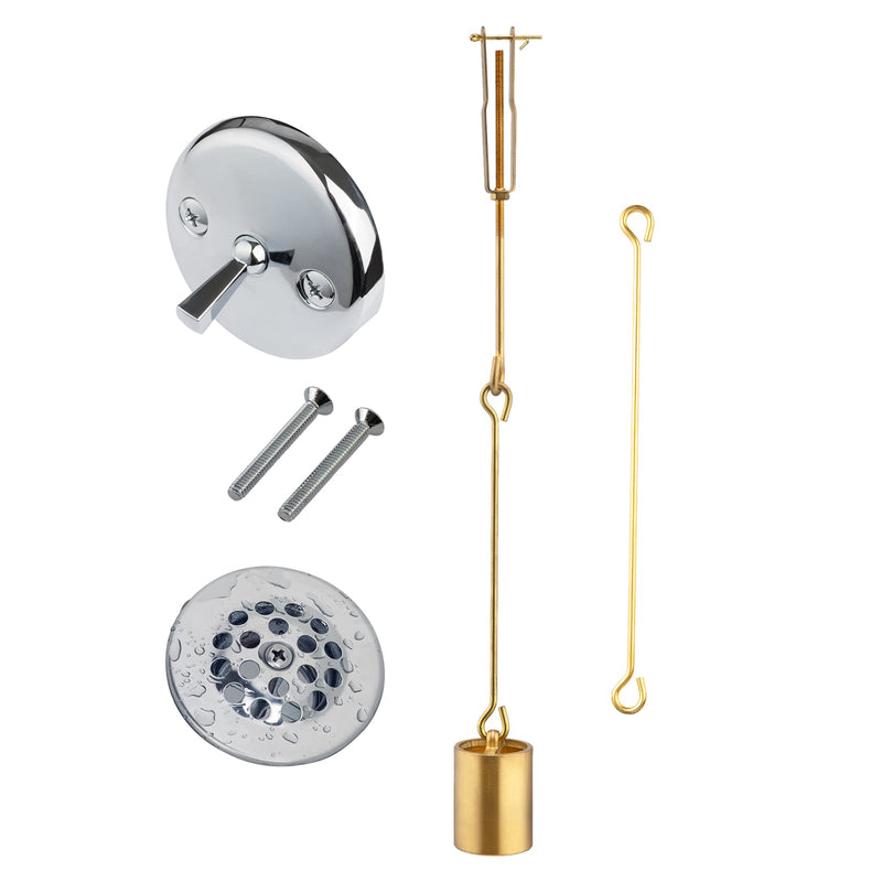 Tub Drain Linkage Assembly with Trip Lever and Strainer Done Cove, Fit for Trip Lever Bath Tub Waste and Overflow Drain by Artiwell With Trip Lever Face Plate and Strainer Cover