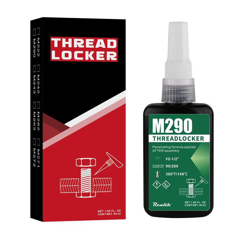 Green M290 Medium Strength Strength Gap Sealants 50ml Bottle Green for Sealing Metal Bolts Nuts and Anti-Rust(M290)