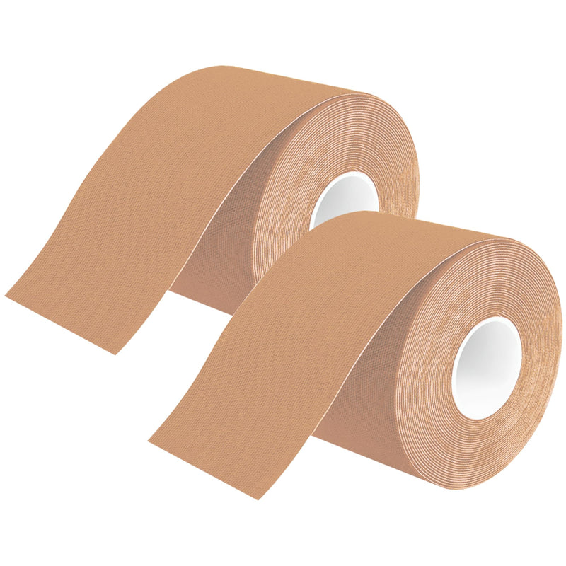 Kinesiology Tape Uncut | 2 Beige Rolls of Athletic Sports Tape | 16ft Length and 2'' Width per Roll | Waterproof • Skin-Friendly • Elastic | Ideal for Sports | axion Beige / 2 Rolls