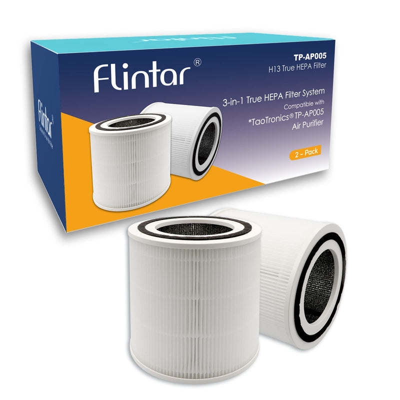 TT-AP005 Replacement Filter, Compatible with TaoTronics TT-AP005 Air Purifier, H13 Grade Filtration and Activated Carbon Filter Set, 2-Pack