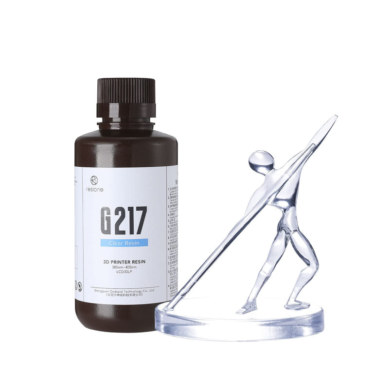 RESIONE 3D Printer Resin, G217 Clear ABS-Like Resin Non-Yellowing Tough Rigid Resin for DLP MSLA LCD 3D Printing (500g) 500g