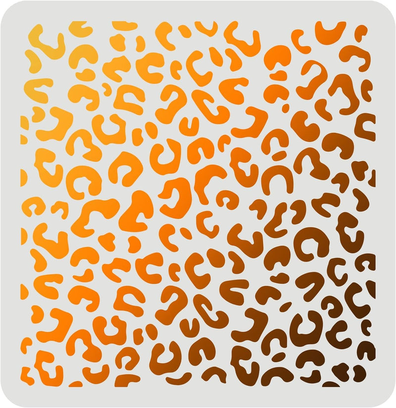FINGERINSPIRE Leopard Skin Stencils Decoration Template 11.8x11.8 inch Plastic Animal Print Drawing Painting Stencils Square Reusable Cheetah Skin Stencils for Painting on Wood, Floor, Wall and Tile