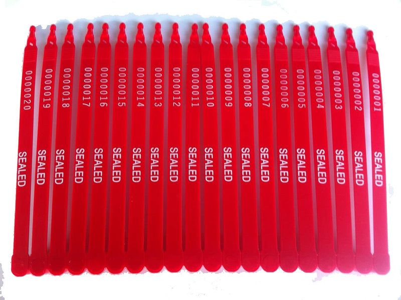 200 Pack Red Tite-Lock Plastic Truck Seals Tamper Evident Each Seal is Numbered Sequentially Use for Truck, Trailer, Container (Red)