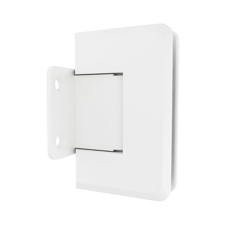 Brixwell Glass to Wall Mount Shower Door Hinge, Solid Forged Brass, White, with Short Back Plate, 3/8" and 1/2" Glass Thickness, 3-9/16" Height, Frameless Shower Hardware