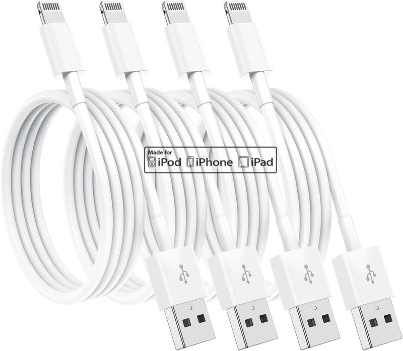 4 Pack [Apple MFi Certified] Apple Charging Cables 6ft, iPhone Chargers, Lightning Fast iPhone Charging Cord for iPhone 12/11/11Pro/11Max/ X/XS/XR/XS Max/8/7, ipad(White) 4pack(6ft) White 4