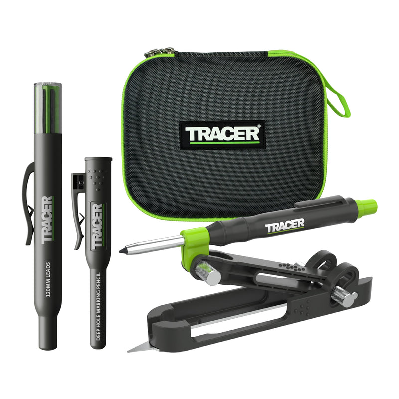 Tracer ProScribe Tool with Deep Hole Pencil, 6X Replacement Lead Holster and Carry Case (Multi-Function Scribe Tool) Scribe + Pencil +Lead