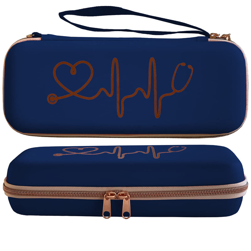 Stethoscope Case for Nurses for 3M Littmann/MDF/Omron Stethoscopes - Extra Room for Medical Bandage Scissors EMT Trauma Shears and LED Penlight, (Navy Rosegold) Navy Rosegold