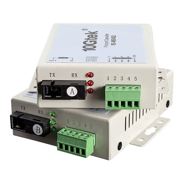 Serial RS485/RS422 to Fiber Optic Media Converter, Serial Communication Data Converter Device Server, SM Bidi SC 1310nm 20km, Daisy-Chain or Redundant-Ring FO RS-485/422