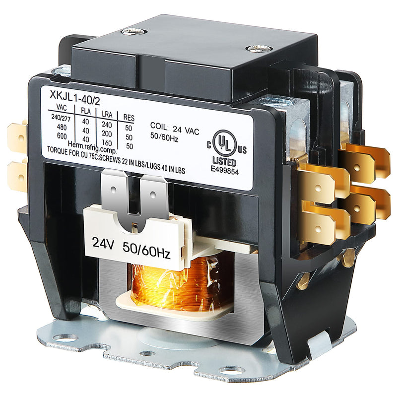 Dreyoo Carrier HVAC Motor Contactor, 24V 40 A Coil 2 Pole Replacement Relays Compatible with C230B, Air Conditioner, Heat Pump, Refrigeration Systems(1 Pcs) 1
