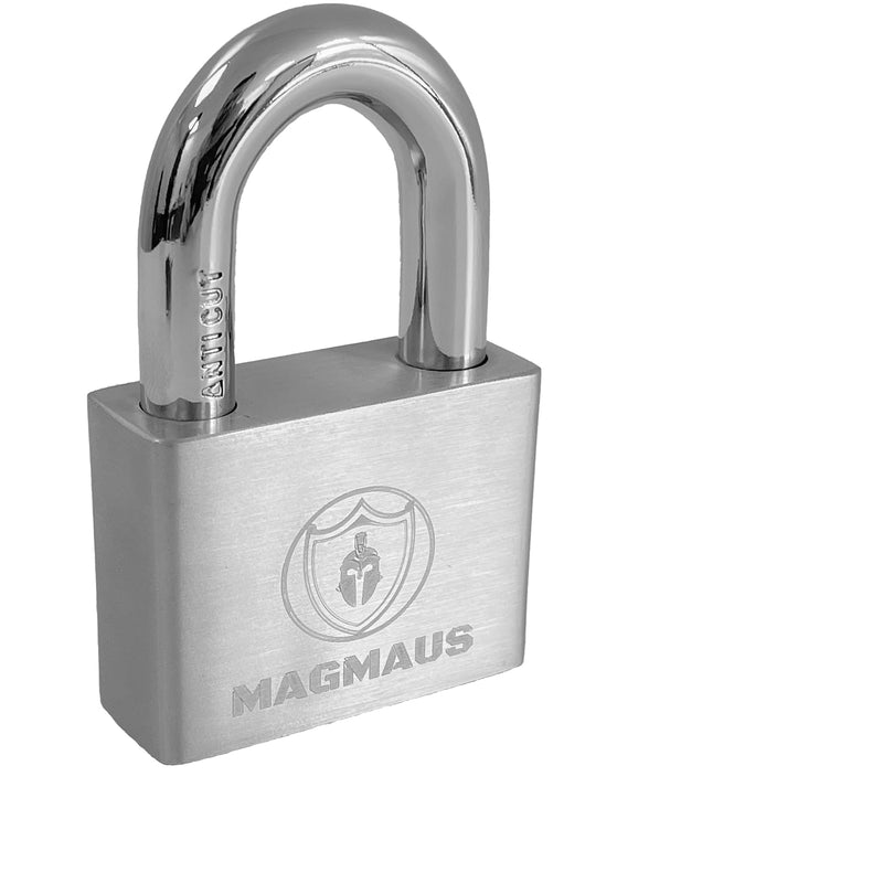 Magmaus® PDL/50 Heavy Duty Lock with 3 Keys [Anti Cut Shackle] - [Stainless Steel] Weatherproof Padlock for Outdoor Use - Ideal for Storage Unit, Shipping Container, Gate 50 mm - Standard Shackle