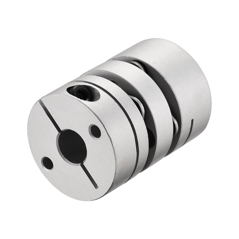 uxcell 8mm to 8mm Bore Double Diaphragm Motor Wheel Flexible Coupling Joint Aluminium Alloy and Stainless Steel Silver 1Pcs