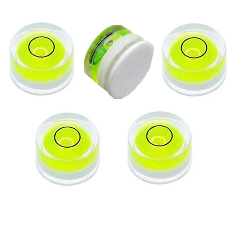 5Pcs Small Circular Double Sided Adhesive Bubble Spirit Levels for Work shop, Speakers, Phonograph, Tripod, Turntable, Automount Telescope, Drill, Etc. (25x10mm) 25x10mm