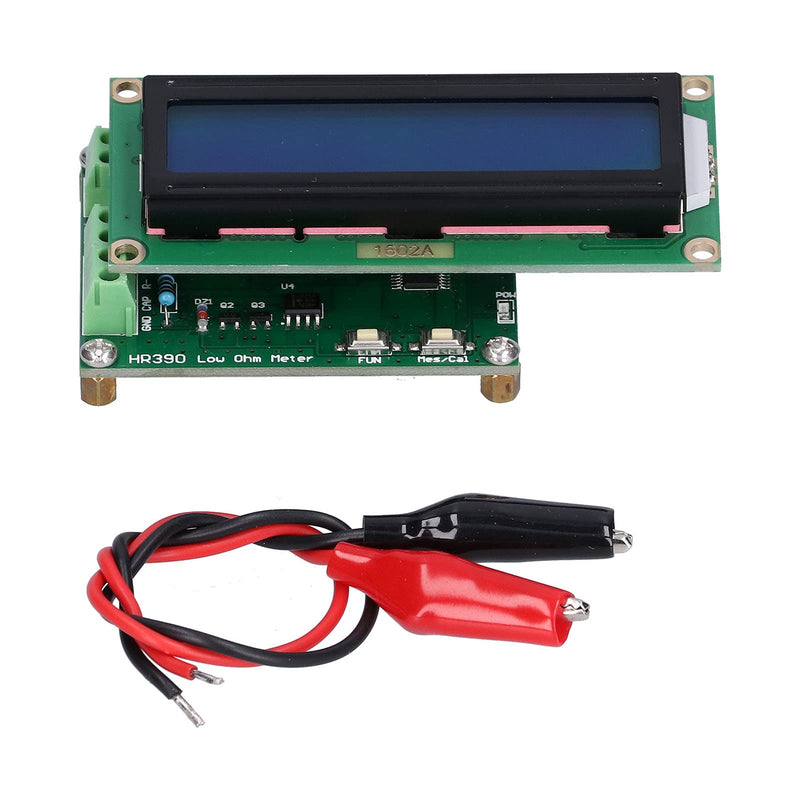 Walfront HR390 Low Ohmmeter Milliohm Meter Milli Ohmmeter Measure Capacitance High Accuracy 0~120Ω 10pf~20000uf with 2 Clips