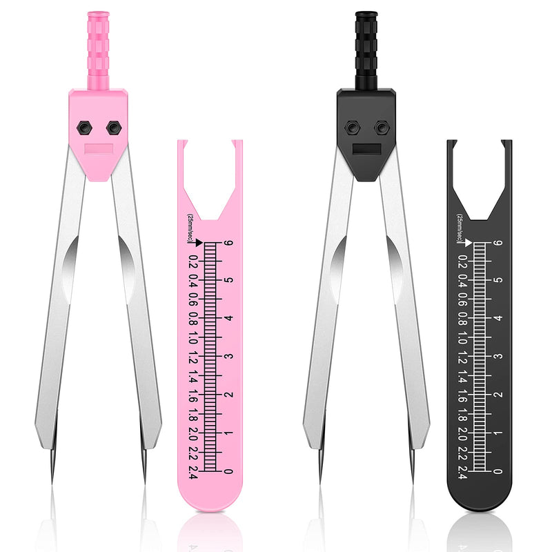 EKG Caliper ECG Calipers Measuring Tool with Ruler Electrocardiogram Drafting Divider for Nursing (Pink, Black,2 Pieces) Pink, Black 2