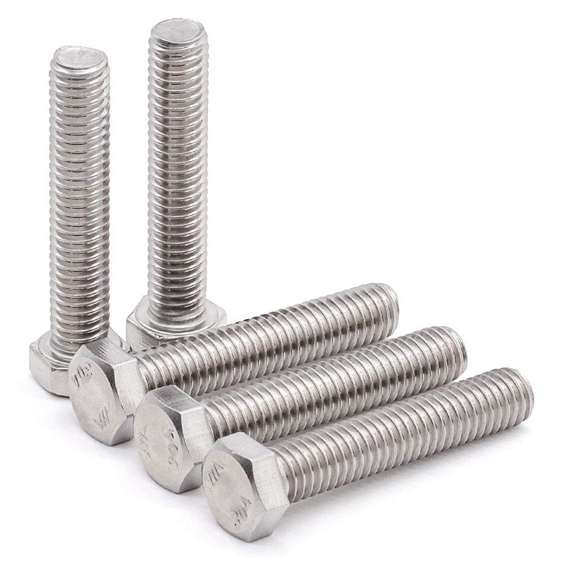 3/8-16 x 2-1/2" (8 pcs) Stainless Steel Hex Head Screws Bolts (3/8" to 6" Available), 18/8 Stainless Steel 304, Fully Threaded, Machine Coarse Thread, No Coating, Plain Finish 3/8-16 x 2-1/2" 8
