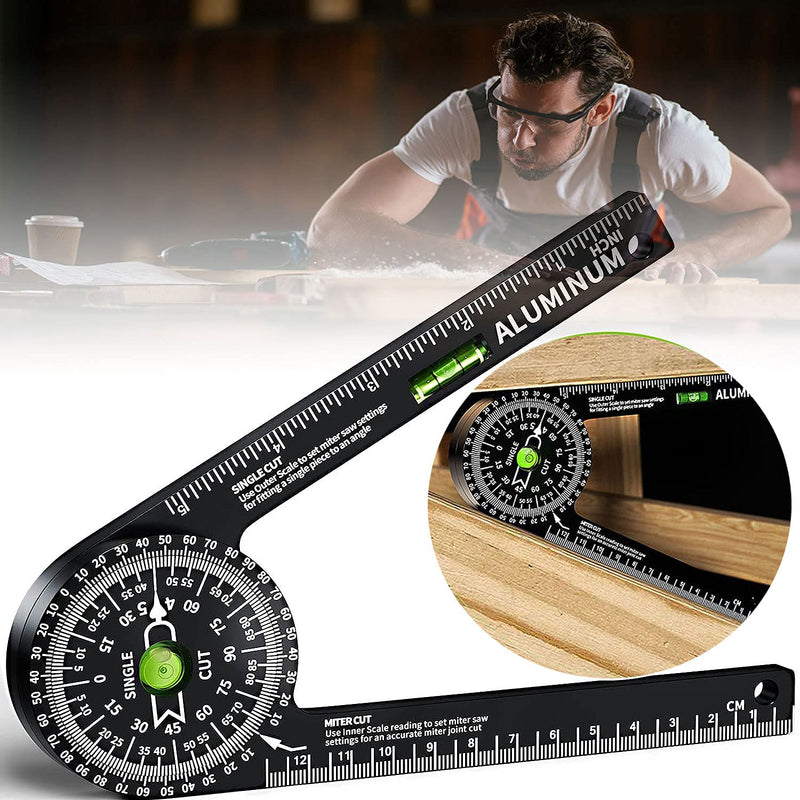 Miter Saw Protractor,Aluminum Protractor Angle Finder with Level Gauge High Precision Laser Inside & Outside Miter Angle Finder for Angle Finder Carpenters, Trim work,Plumbers and All Building Trades - NewNest Australia