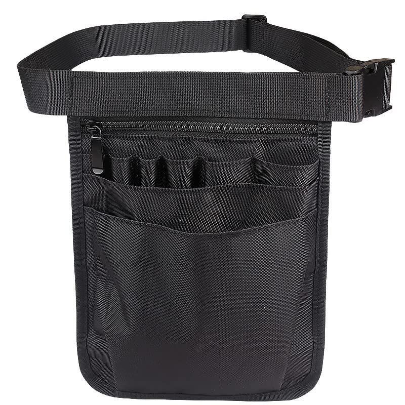 Medical Organizer Belt for Nurse, Multi-Compartment Nurse Fanny Pack Storage Waist Bag Pouch for Medical Scissors Care Kit Tool,Black