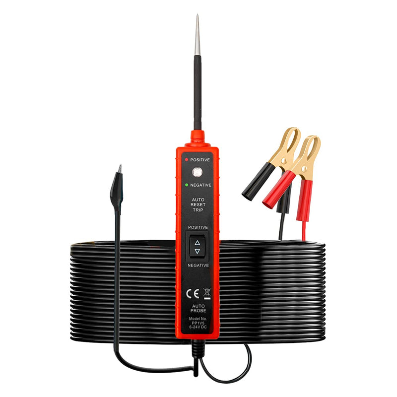 Power Circuit Probe Tester 6V-24V DC Test Light Automotive Circuit Tester Car Short Finder, 12V 12 Volt Auto Electrical Test Tool Kit, Component Activation, Polarity Identify, Overload Protection