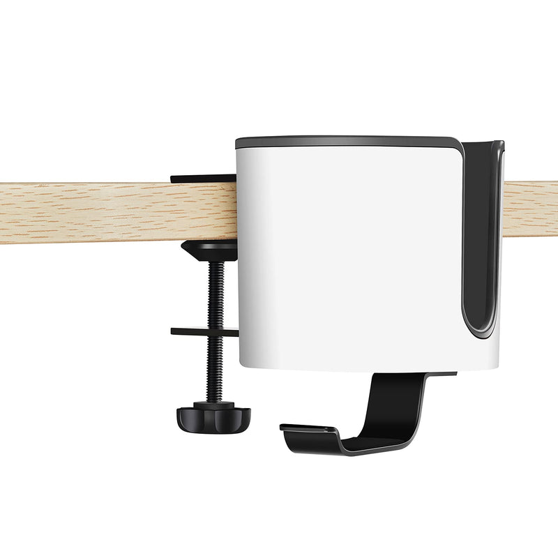GUNKING Luxury 2-in-1 Anti-Spill Cup Holder with Under Desk Headphone Hanger (White) WHITE