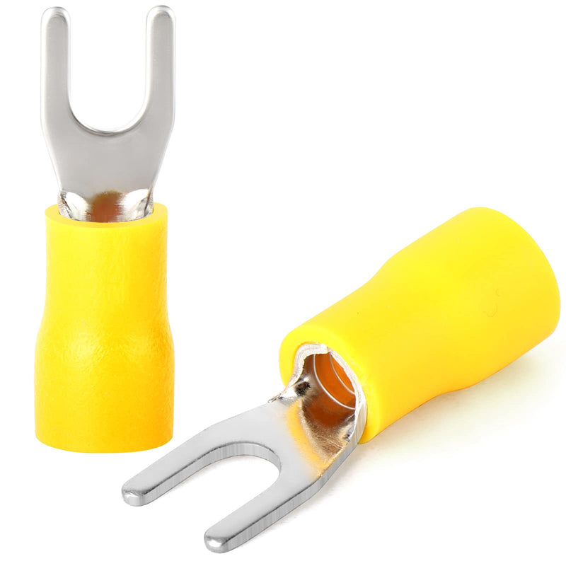 300 Pcs Yellow 12-10 AWG Insulated Fork Spade U-Type Wire Connector Electrical Crimp Terminal