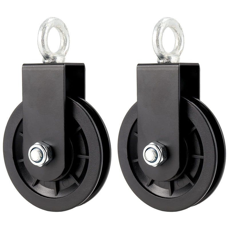 MAAIGU 2 PCS 3.54 in/90 mm Cable Pulley Wheel, 360 Degree Silent Detachable Rotation Traction Wheel, Heavy Duty Mute Swivel Fitness Pulley Wheel for DIY Gym Pulley System, Equipment Replacement, Hoist