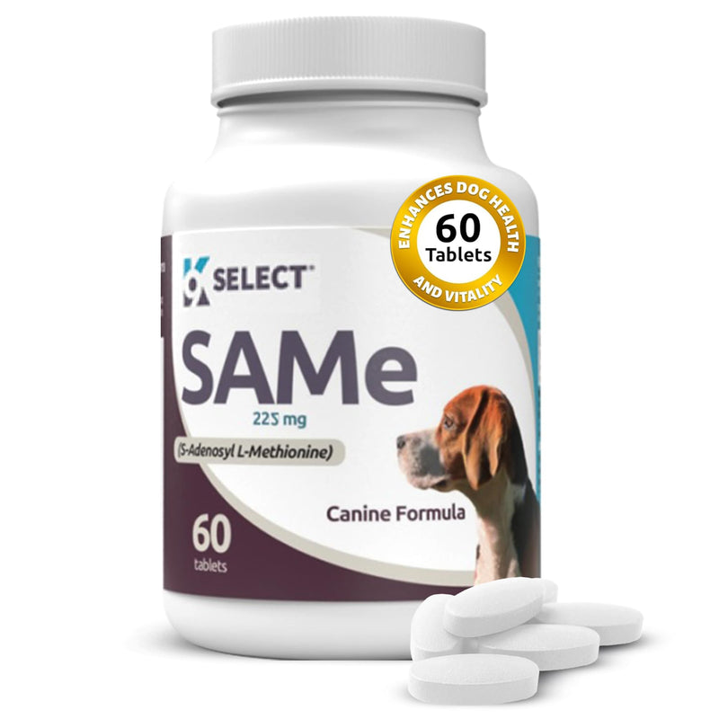 K9 Select SAM-e for Dogs: 225mg, 60 Tablets Active S-Adenosyl-L-Methionine Liver Supplement - Cognitive and Joint Health Nutrition for Medium and Large Dogs - Same Dog Liver Nutritional Supplement - PawsPlanet Australia