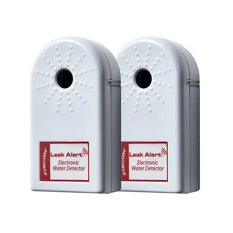 Zircon Leak Alert Water Leak Detector & Flood Sensor Alarm/Water Leak Sensor with Dual Leak Alarms 90Db Audio/Battery Powered (2 Pack) Batteries Not Included (72311) White 2 Pack Audio Only