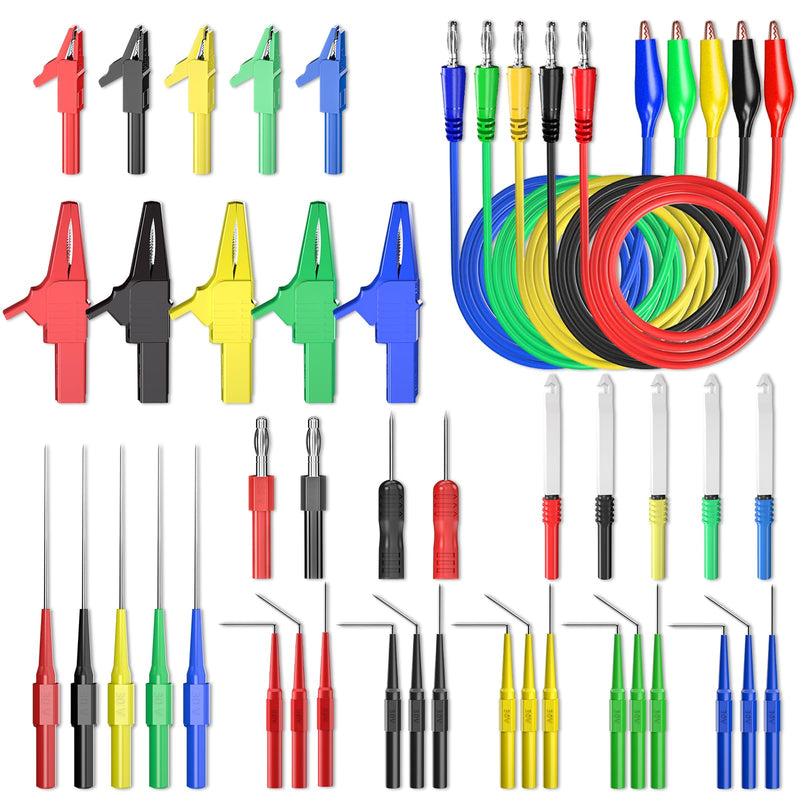 Goupchn Back Probe Kit 44PCS Banana Plug to Copper Alligator Clips Test Leads Kit with Alligator Clips, Wire Piercing Probes Set, 4mm Banana Plug Adapter for for Car Repairing Automotive Diagnostic