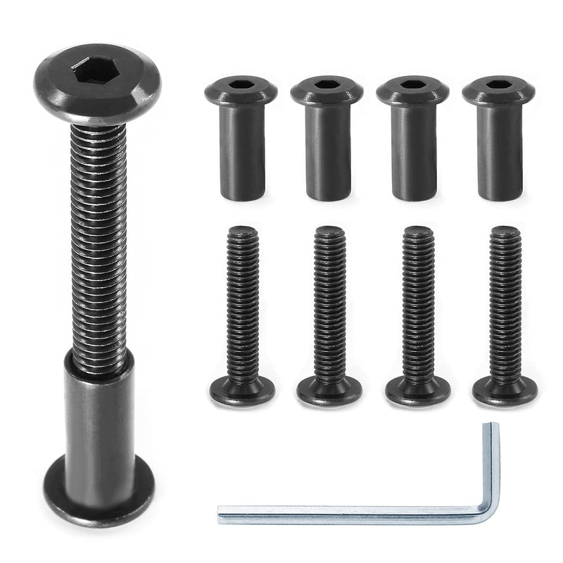 10 Pair(20 Piece) M6x40mm Hex Drive Socket Cap Bolt with Allen Wrench, Black Furniture Connector Bolts M6 Countersunk Screw Barrel Nuts Binding Screws for Crib Replacement Belt Cabinet